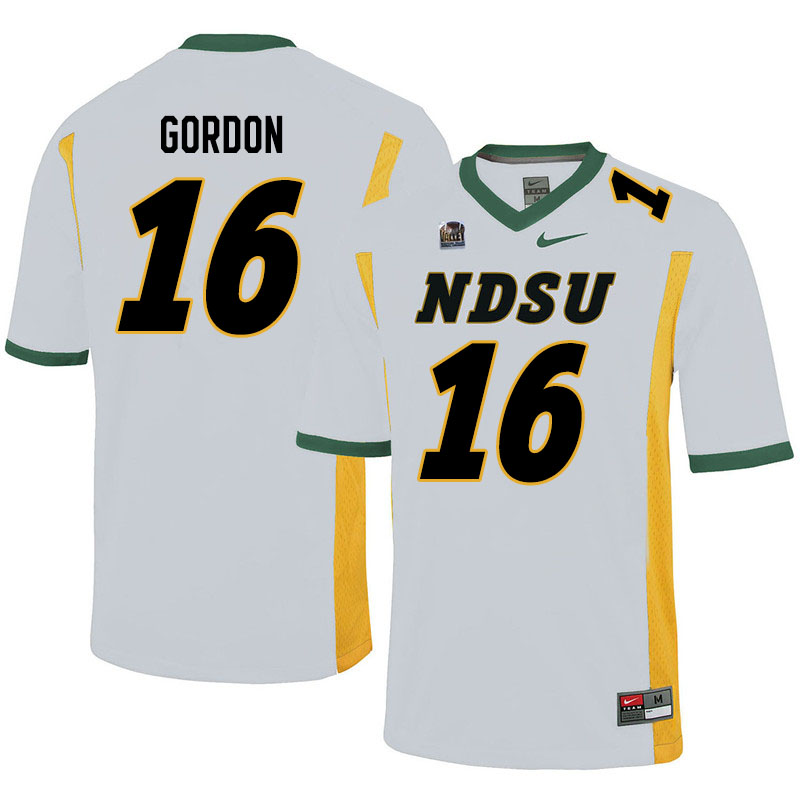 Men #16 Tyson Gordon North Dakota State Bison College Football Jerseys Sale-White